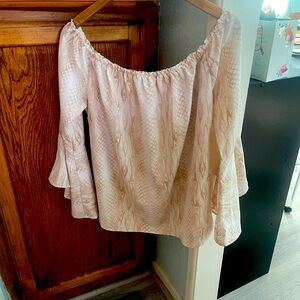 Silky coastal cowgirl bell sleeve snakeskin taupe/peach/cream L by nikki erin